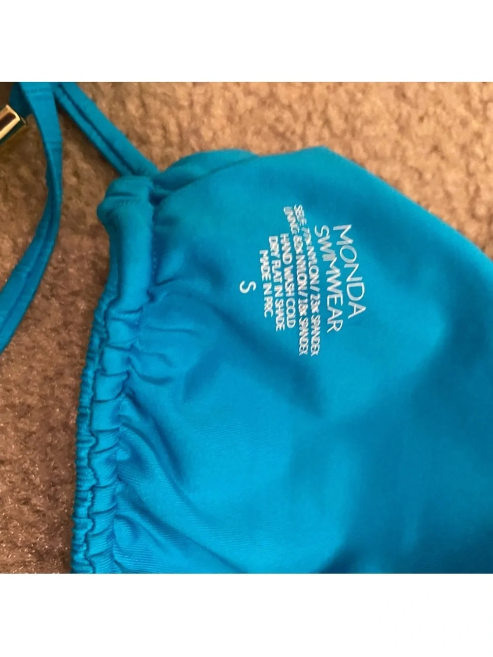 NWOT Monday Swimwear Hanalei Bikini Top Sea Jacquard Size Small